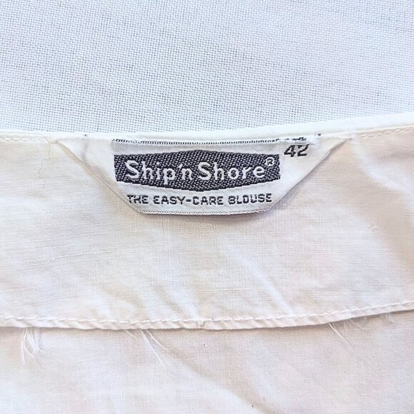 Vtg 60s SHIP 'N SHORE White Floral Embroidered SS Easy Care Blouse Size 42/1X/2X - Picture 3 of 6
